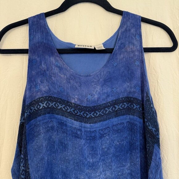 Chico's 90s Sleeveless Maxi Dress Artsy Boho Lagenlook Pockets Blue One Size - Picture 12 of 16